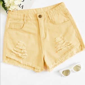 Raw Hem Ripped Denim Shorts